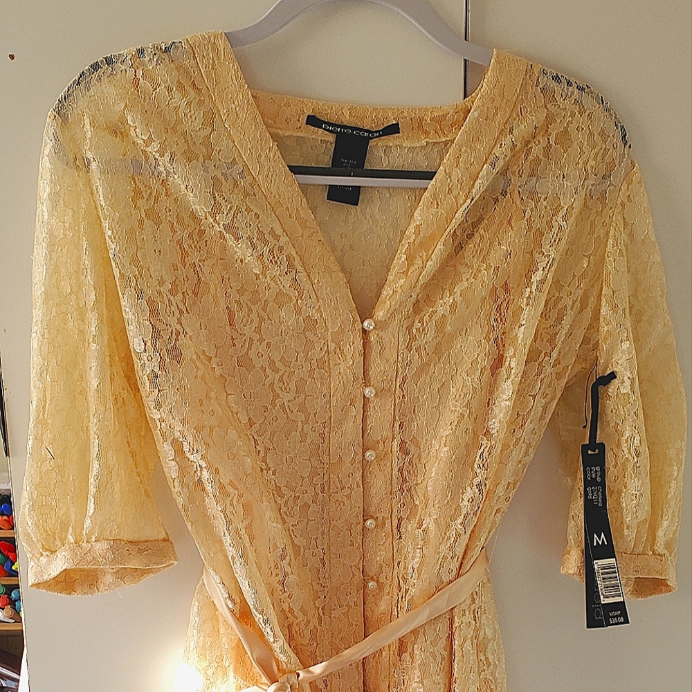 Pierre Cardin Cream Colored Lace Blouse Size M